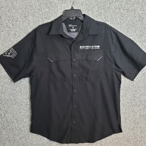 Pro Celebrity Bombers Fastpitch Mens Medium Black Short Sleeve Button Down Shirt